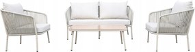 Zestaw mebli ogrodowych beżowy aluminium sofa fotele stolik sznurowanie