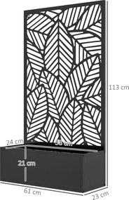 Outsunny Parawan z grządką na zewnątrz, parawan ogrodowy, ścianka działowa z donicą, metal, czarny | Aosom PL