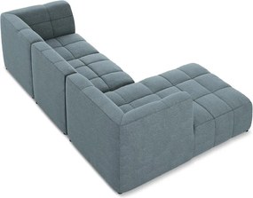 Niebieski narożnik z materiału bouclé (lewostronny/z szezlongiem) Aloha – Makamii