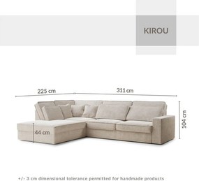 Jasnobrązowy narożnik z tkaniny szenilowej (lewostronny/w kształcie litery L) Kirou – Maison de Rêve