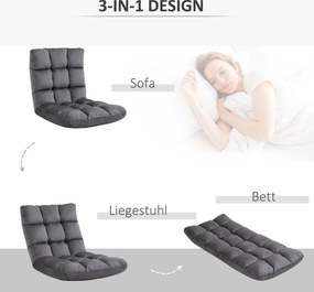 HOMCOM Fotel Materac Gościnny Welurowy Regulowane Oparcie Szary 55x71x53 5 cm Komfort i Styl | Aosom PL