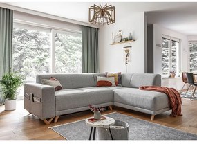 Jasnoszary rozkładany/ze schowkiem narożnik (prawostronny/w kształcie litery L) Classy Sophie – Miuform