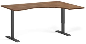 Ergonomiczne biurko z regulacją wysokości, 160x120 cm, 2 silniki, L/P, czarna podstawa, orzech