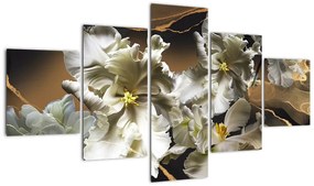 Obraz - Orchidea kwiaty na marmurowym tle (125x70 cm)