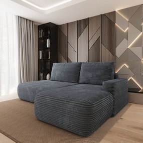 Masseno Narożnik AVINI z funkcją spania i pojemnikiem na pościel Narozniki L, Rozkładana sofa - Grafitowy, TILIA 90