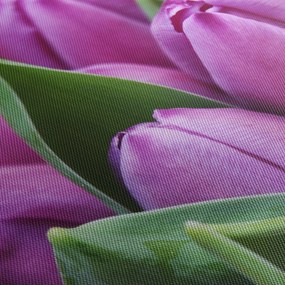 Obraz - kwiaty tulipanów (z zegarem) (90x30 cm)