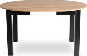 Zestaw Stół Okrągły Rozkładany HARRY 102-142 cm Dąb Craft/Czarny i 4 Krzesła Tapicerowane PERU Beżowe Welurowe Nowoczesne