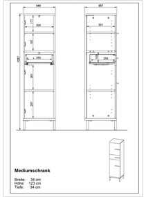 Szarobeżowa szafka łazienkowa w dekorze orzecha 34x123 cm Yonkers – Germania