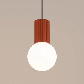 Pomarańczowa lampa wisząca ze szklanym kloszem ø 12 cm Orbital – Sollux