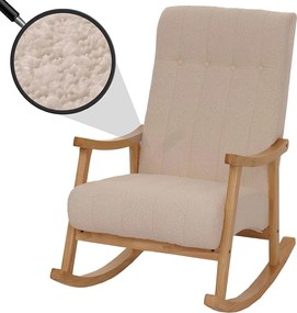 Fotel bujany MCW-K10,  beżowy, stelaż naturalny