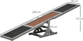 PawHut Huśtawka dla psów Wipka z drewna Trening agility dla dużych psów Szara zabawka sportowa 180x30x30cm | Aosom PL