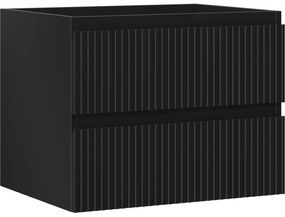 Mexen Rivel szafka łazienkowa podumywalkowa 60 cm, 2 szuflady, ryflowana , czarna mat - 91A20-06047-2-BFF71