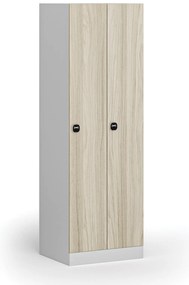 Szafka ubraniowa, 2-drzwiowa, 1850 x 600 x 500 mm, demontaż, zamek RFID, drzwi laminowane, dąb naturalny