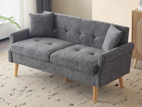 Kanapa tapicerowana z weluru 2-osobowa - 162x74x77 cm - Szara