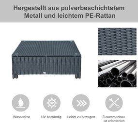 Outsunny Stolik Boczny Ogrodowy z Technorattanu Czarny Praktyczny Design 85x50x39cm | Aosom PL