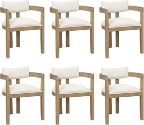Zestaw 6 krzeseł do jadalni z litego drewna - 57,5 x 60,5 x 78,5 cm - styl nowoczesny - len - naturalny