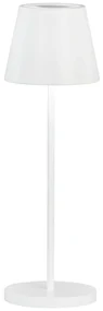 Biała lampa stołowa LED ze ściemniaczem i metalowym kloszem (wysokość 34 cm) Cosenza 2.0 – Fischer &amp; Honsel
