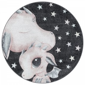 Dywan dziecięcy Funny Smoczki różowo-szary 120 cm x 120 cm