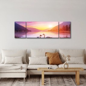 Obraz zakochanych łabędzi (170x50 cm)