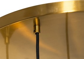 Lampa wisząca w stylu art deco mosiądz ze szklanym kloszem w kolorze niebieskim okrągła 7-światłowa - Sandra