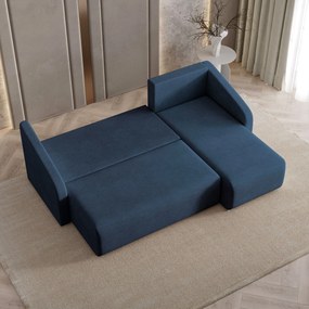 Masseno Narożnik MARELLO z funkcją spania i pojemnikiem na pościel Narozniki L, Rozkładana sofa - Niebieski, NEVE 77