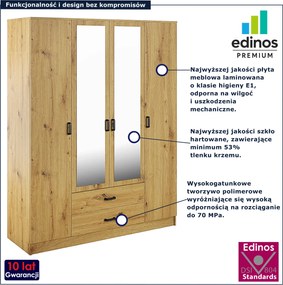 Czterodrzwiowa szafa z lustrem w kolorze dąb artisan E6-C39