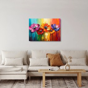 Obraz na szkle - Pięć kolorowych kwiatów (70x50 cm)
