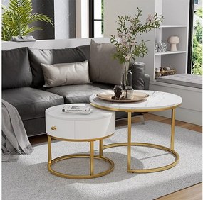 Zestaw stolików kawowych  biały marmur 70x70x48 madrid