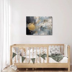 Obraz na szkle - Abstrakcja ze złotą kulą (70x50 cm)
