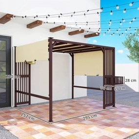 Pergola Pawilon Outsunny 3x2,5m UV 30+ Stabilna Ochrona Przed Słońcem z Regulowanym Daszkiem Ciemnobrązowa