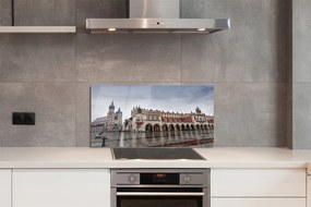 Panel szklany do Kuchni Deszczowy Kraków: Sukiennice i Kościół