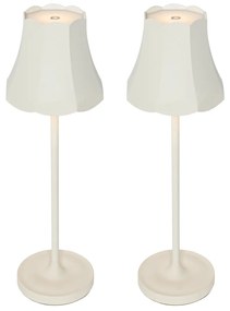 Zewnetrzna Zestaw 2 lamp stołowych Retro kremowe ładowane IP44 - Granny Retro Oswietlenie zewnetrzne