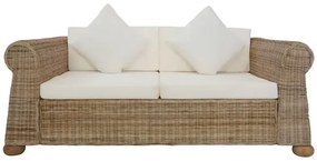 Brązowa 2-osobowa sofa z rattanu - Asha