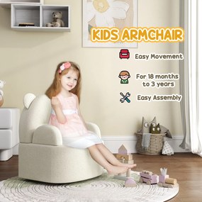 AIYAPLAY Fotel dla dzieci, w kształcie misia, z miękkim polaru misiowego, do 3 lat, 52x48x59 cm, Beżowy