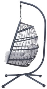 Autronic Wiszące krzesło, metal, polyratan, szary,AZ-V 1269GREY