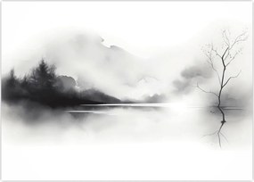 Obraz - Malowany tuszem krajobraz (70x50 cm)