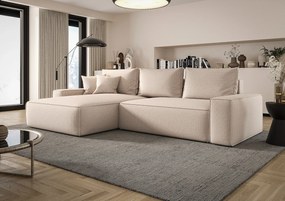 Beżowy rozkładany narożnik z pojemnikiem L7-K99