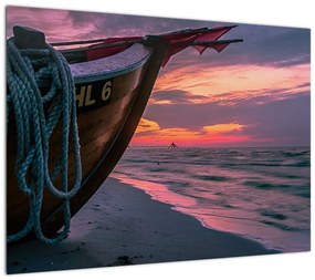 Obraz łodzi na brzegu (70x50 cm)