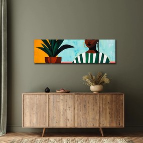 Obraz - Kobieta z kwiatem (170x50 cm)