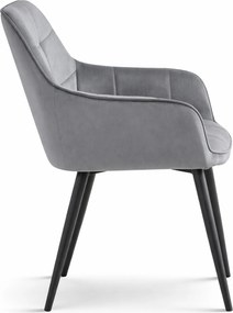 Krzesło jadalniane VARSI VELVET z czarnymi nogami, szare