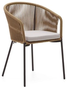 Beżowe metalowe/tapicerowane krzesło ogrodowe Yanet – Kave Home