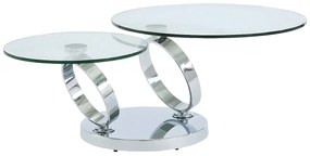 Stolik kawowy z obrotowym blatem JOLINE – Szkło hartowane i metal