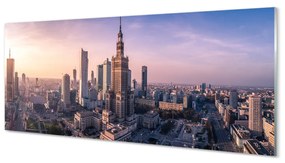 Panel Szklany Warszawa Wschód słońca wieżowce panorama