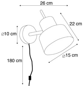 Retro Kinkiet / Lampa scienna czarny obrotowy i uchylny - Chappie Retro Oswietlenie wewnetrzne
