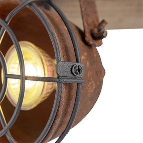 Industrialny reflektor rustykalny brązowy z drewnem, regulowany, 3-światłowy - Gina