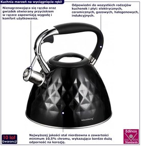 Czarny nowoczesny czajnik 3L Z3-W24