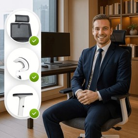 Fotel Biurowy Ergonomiczny Obrotowy NICKI Szary Nowoczesny