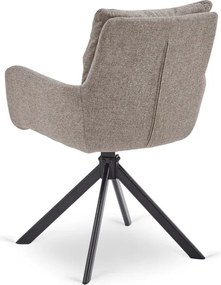 Krzesło Tapicerowane Obrotowe do Salonu PAUL Jasnobrązowe Nowoczesne