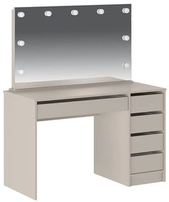 Toaletka z lustrem LED - 5 szuflad – Beżowa - JENEMI