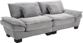 Sofa 2-osobowa - Sofa prosta z poduszkami - jasnoszara - do salonu i sypialni